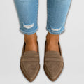 Penelope | Women's Pointed-Toe Penny Slip-On Suede Loafers