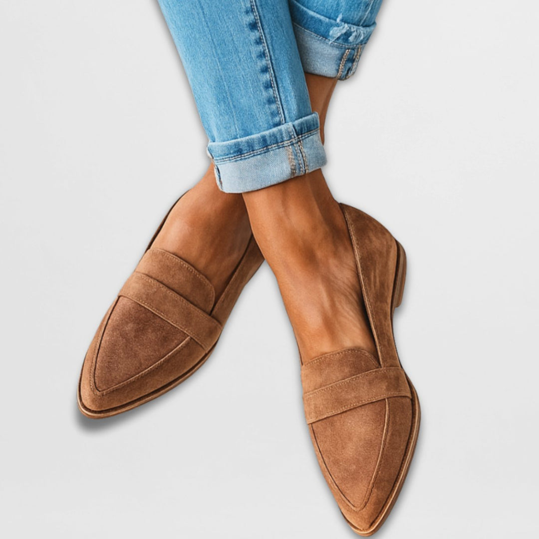 Women's Pointed-Toe Penny Slip-On Suede Loafers - Khaki