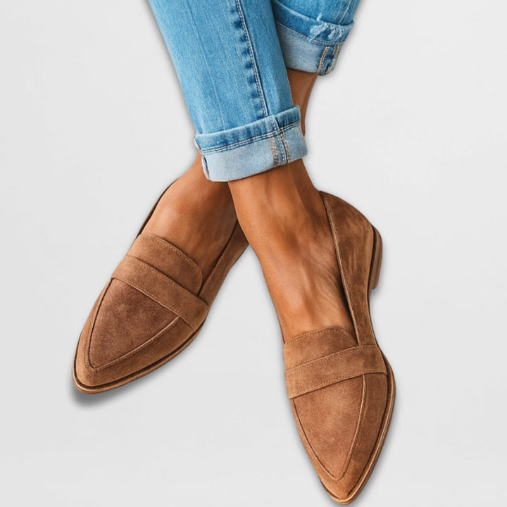 Women's Pointed-Toe Penny Slip-On Suede Loafers - Khaki