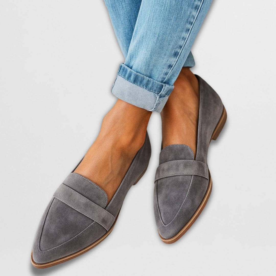 Women's Pointed-Toe Penny Slip-On Suede Loafers - Grey