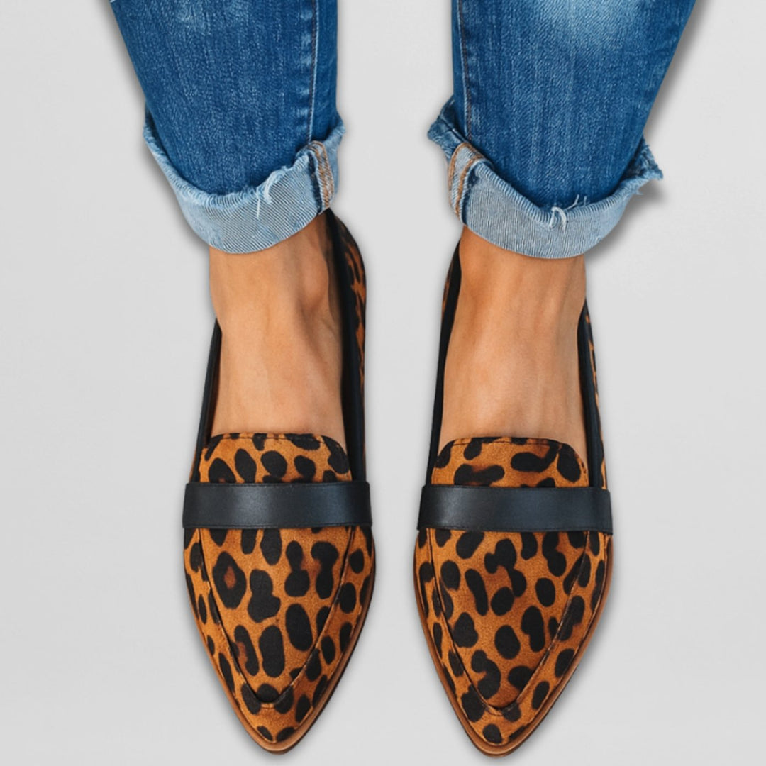 Women's Pointed-Toe Penny Slip-On Suede Loafers - Leopard Print