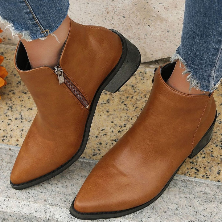 Women's Pointed-Toe Side-Zip Block Heel Ankle Boots
