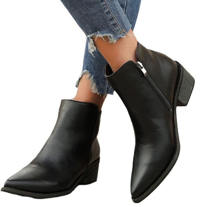 Women's Pointed-Toe Side-Zip Block Heel Ankle Boots