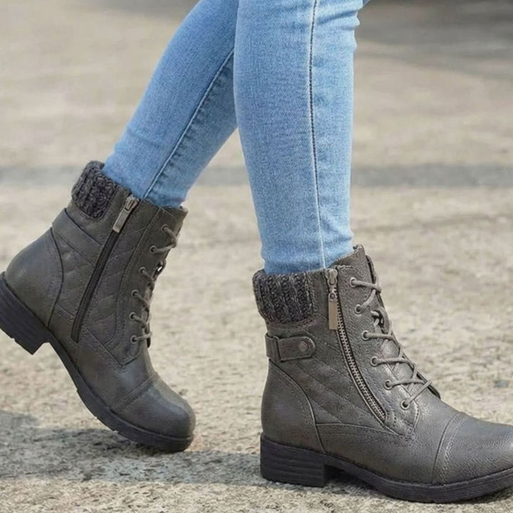 Women's Quilted Lace-Up Side-Zip Ankle Boots