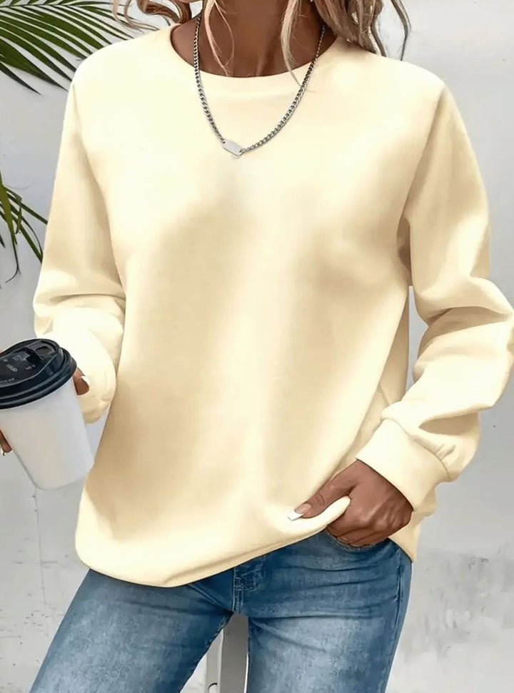 Women's Relaxed Crew-Neck Everyday Pullover Sweatshirt - Apricot