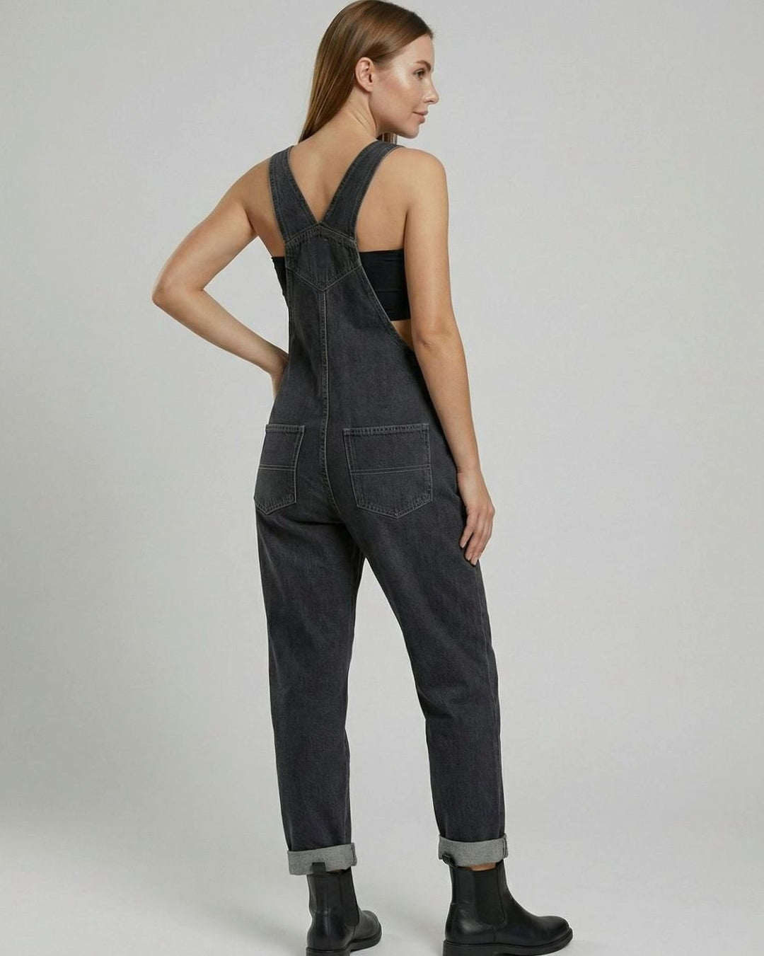 Women's Relaxed-Fit Cross-Back Denim Overalls
