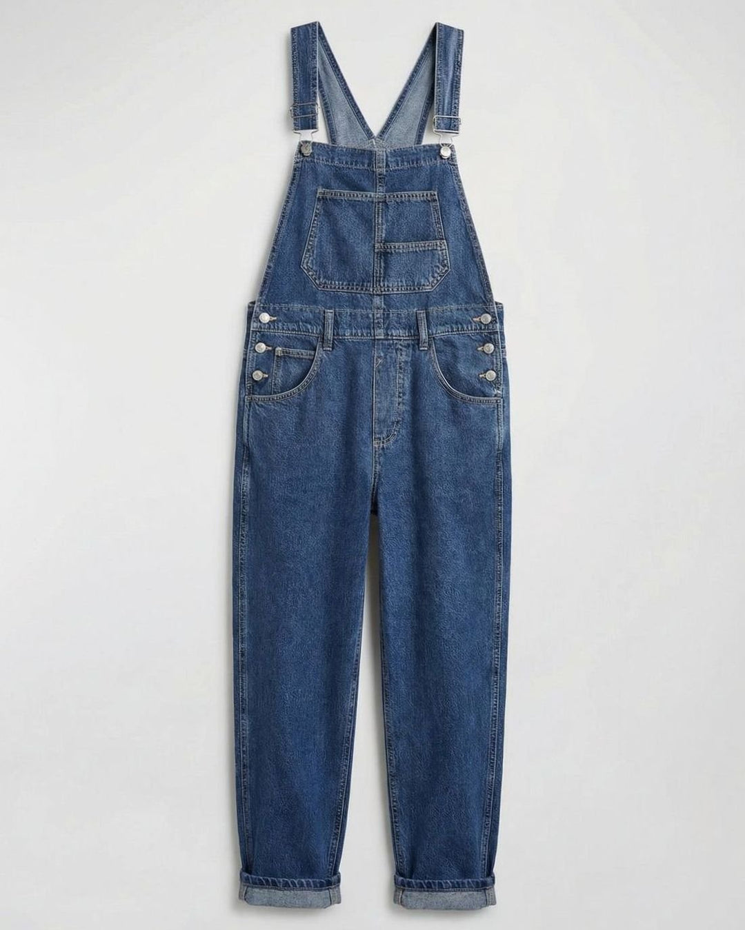 Women's Relaxed-Fit Cross-Back Denim Overalls - Dark Blue