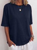 Victoria | Women's Relaxed-Fit Ruffle-Neck Half-Sleeve Blouse