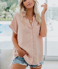 Madison | Women's Relaxed-Fit Short-Sleeve Button-Down Blouse