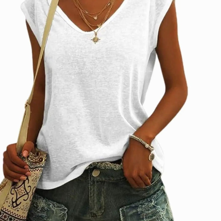 Women's Relaxed-Fit Sleeveless V-Neck Tank Top - White