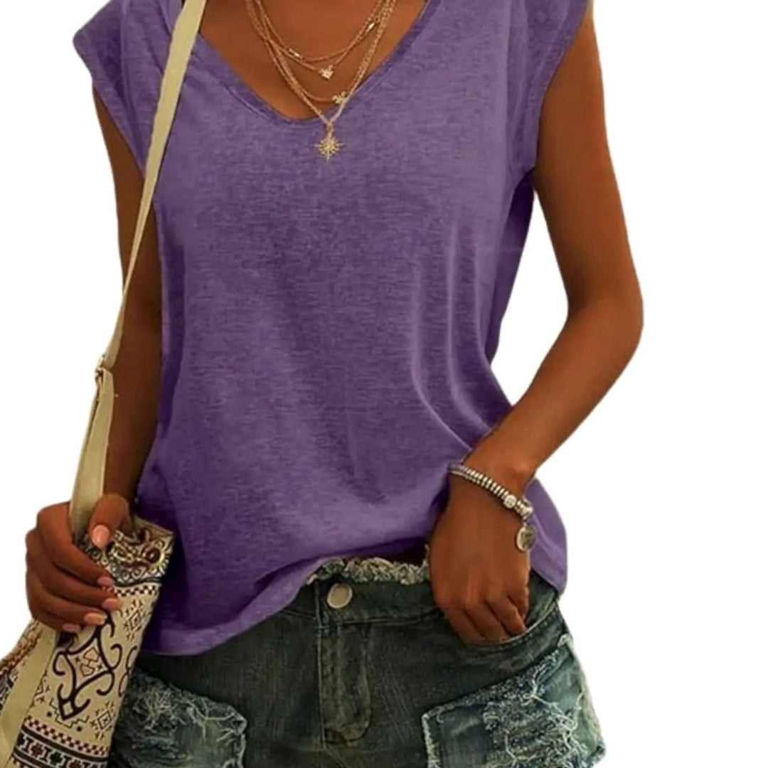 Women's Relaxed-Fit Sleeveless V-Neck Tank Top - Purple