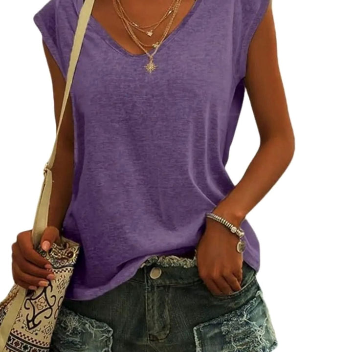 Women's Relaxed-Fit Sleeveless V-Neck Tank Top - Purple