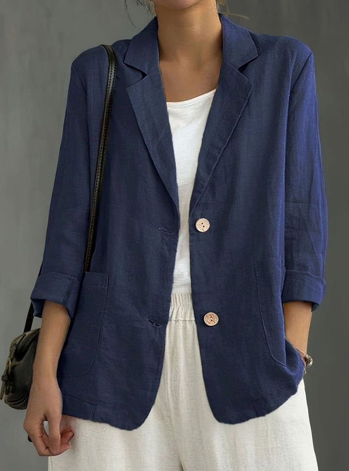 Women's Relaxed-Fit Two-Button Roll-Sleeve Blazer