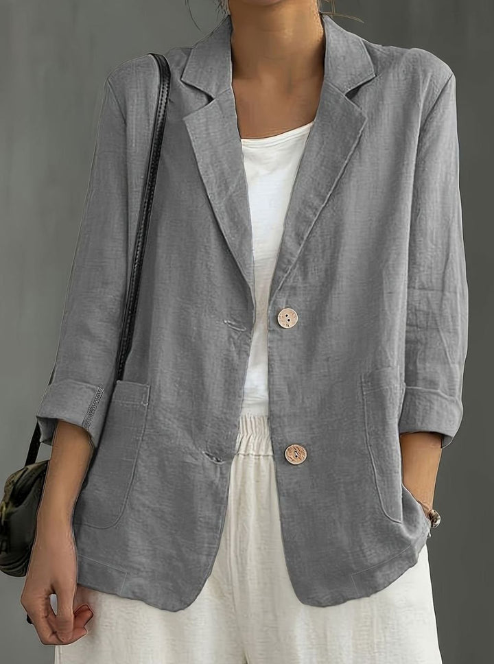 Women's Relaxed-Fit Two-Button Roll-Sleeve Blazer