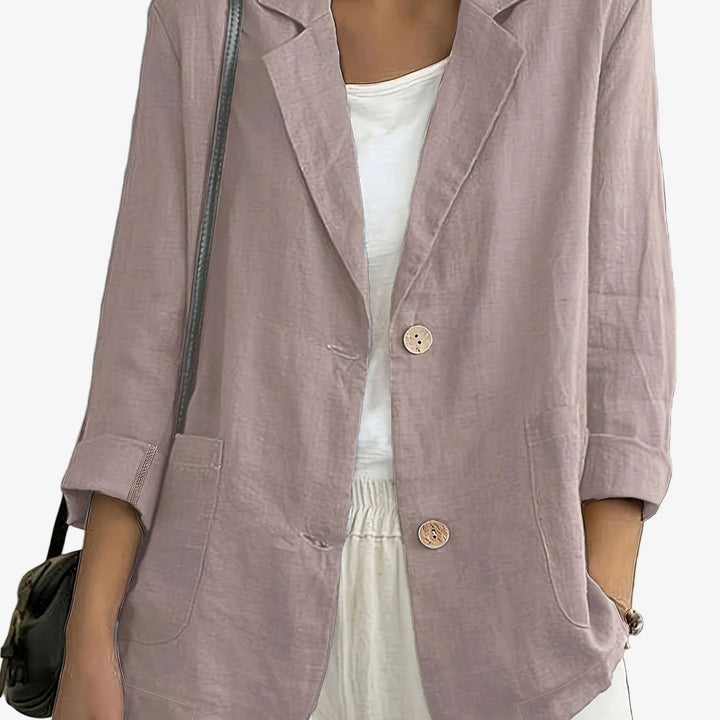 Women's Relaxed-Fit Two-Button Roll-Sleeve Blazer - Pink
