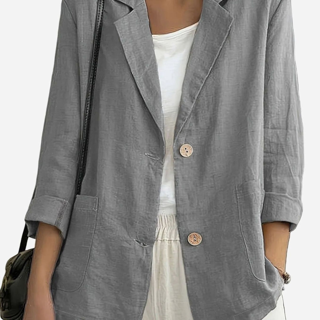 Women's Relaxed-Fit Two-Button Roll-Sleeve Blazer - Gray
