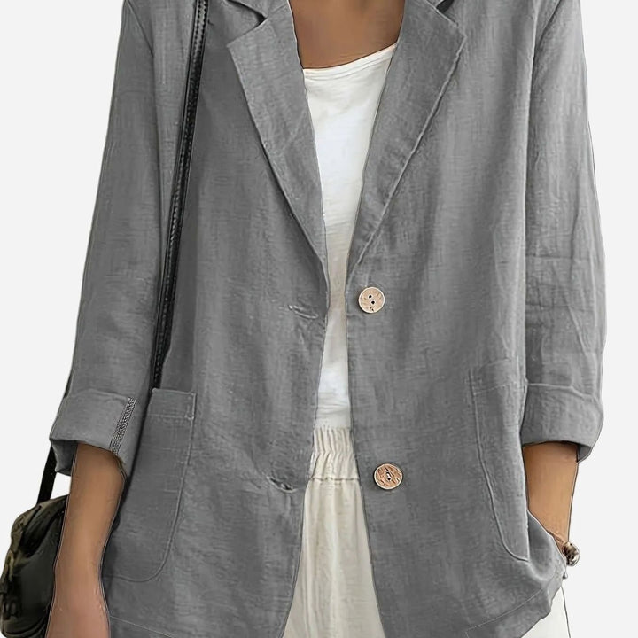 Women's Relaxed-Fit Two-Button Roll-Sleeve Blazer - Gray