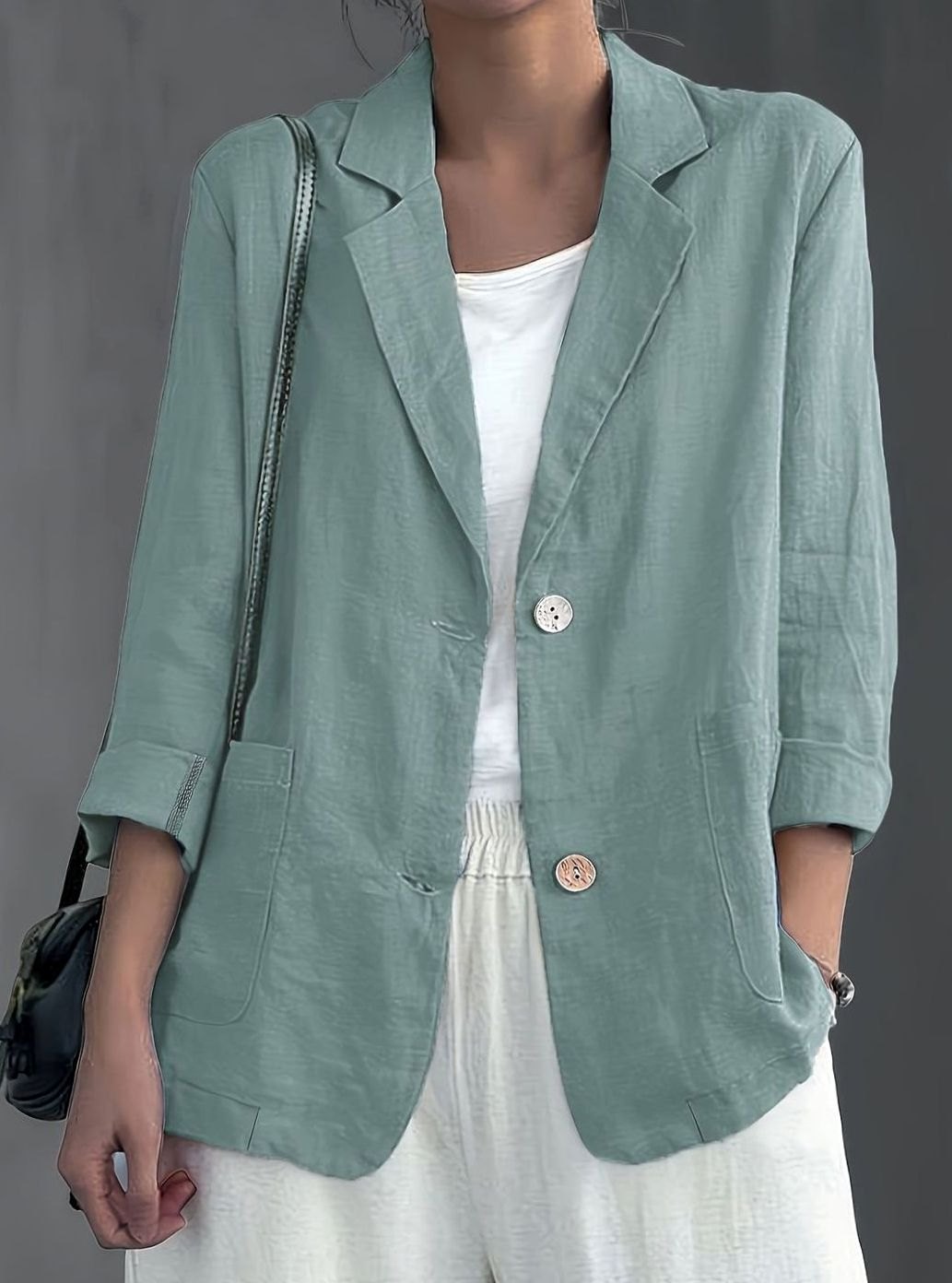 Women's Relaxed-Fit Two-Button Roll-Sleeve Blazer
