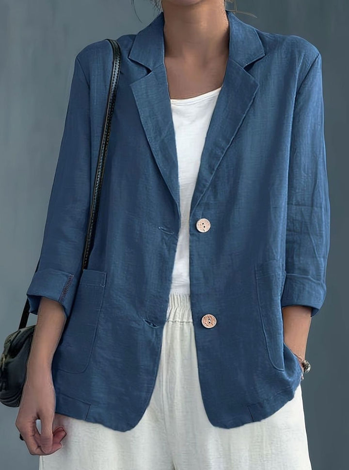 Women's Relaxed-Fit Two-Button Roll-Sleeve Blazer