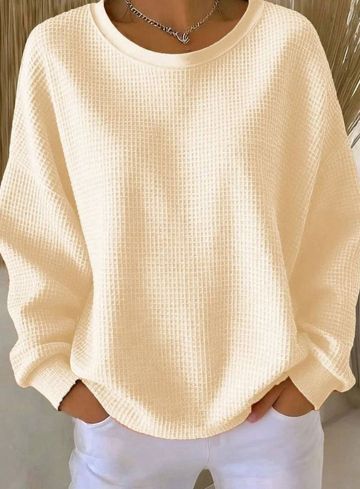 Women's Relaxed-Fit Waffle-Knit Oversized Sweater, Light Blue - Apricot