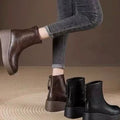 Grace | Women's Retro Round-Toe Leather Platform Ankle Boots