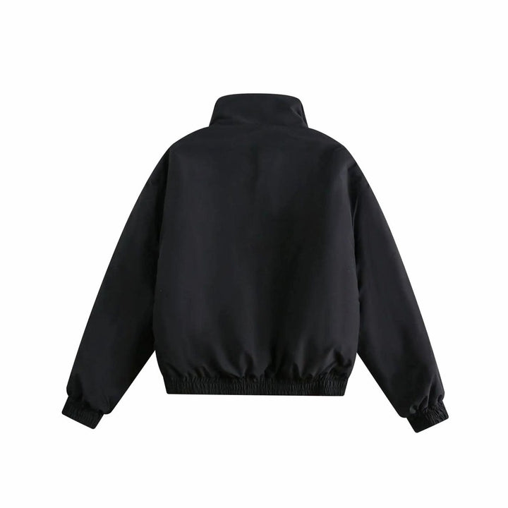 Women's Reversible Plaid Puffer Jacket Stand Collar