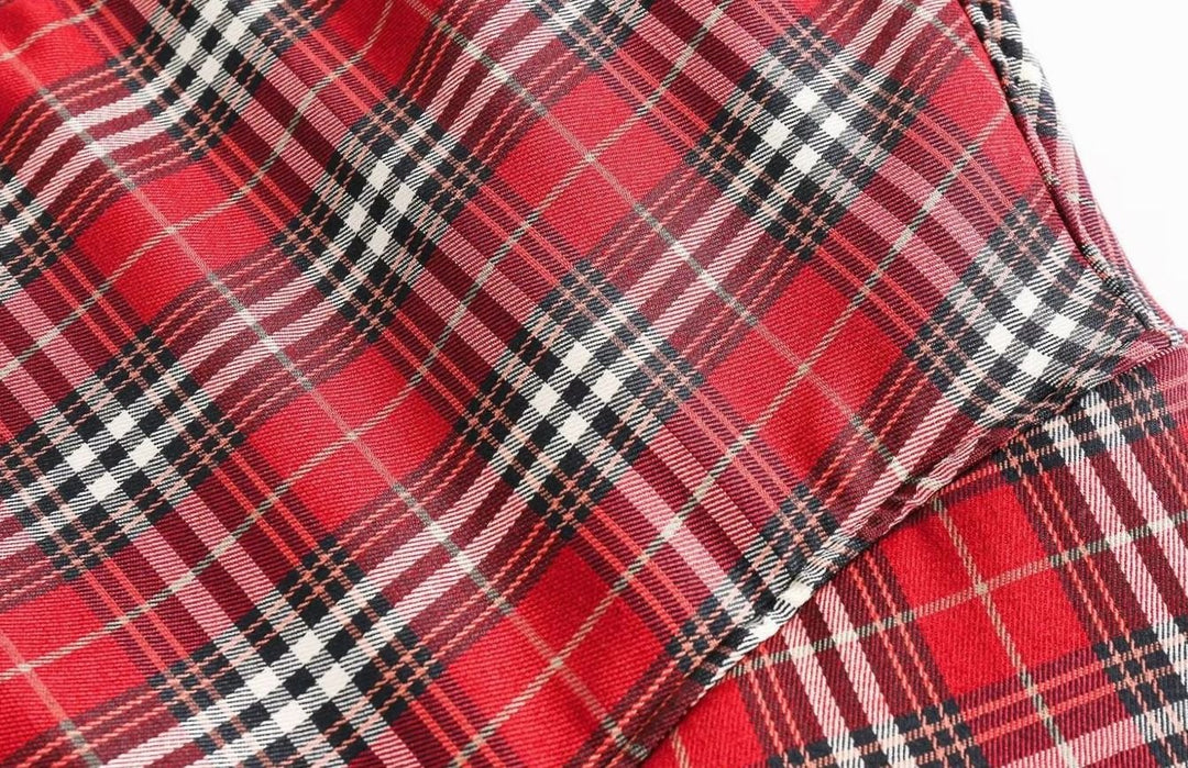 Women's Reversible Plaid Puffer Jacket Stand Collar
