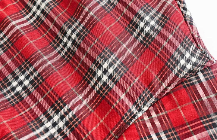 Women's Reversible Plaid Puffer Jacket Stand Collar