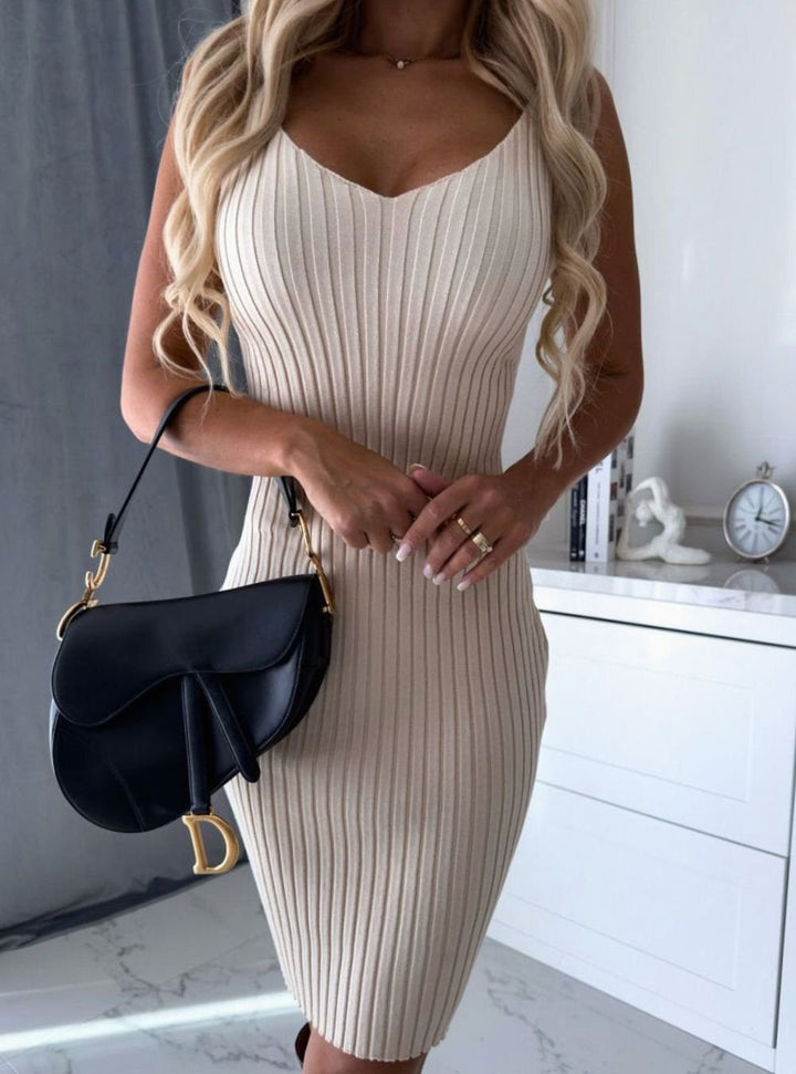 Women's Ribbed Knit Sweater Dress Set Long Sleeve Bodycon