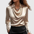 Olivia | Women's Satin Cowl-Neck Long Sleeve Elegant Blouse