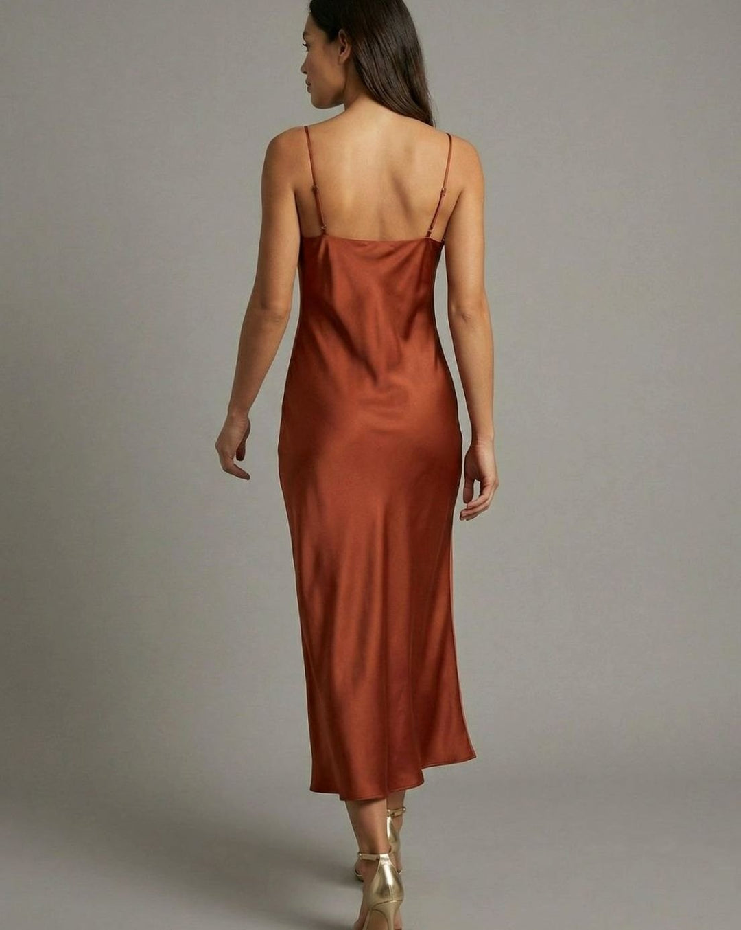 Women's Satin Cowl-Neck Spaghetti-Strap Maxi Slip Dress