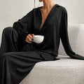 Penelope | Women's Satin Long-Sleeve V-Neck Pajama Set