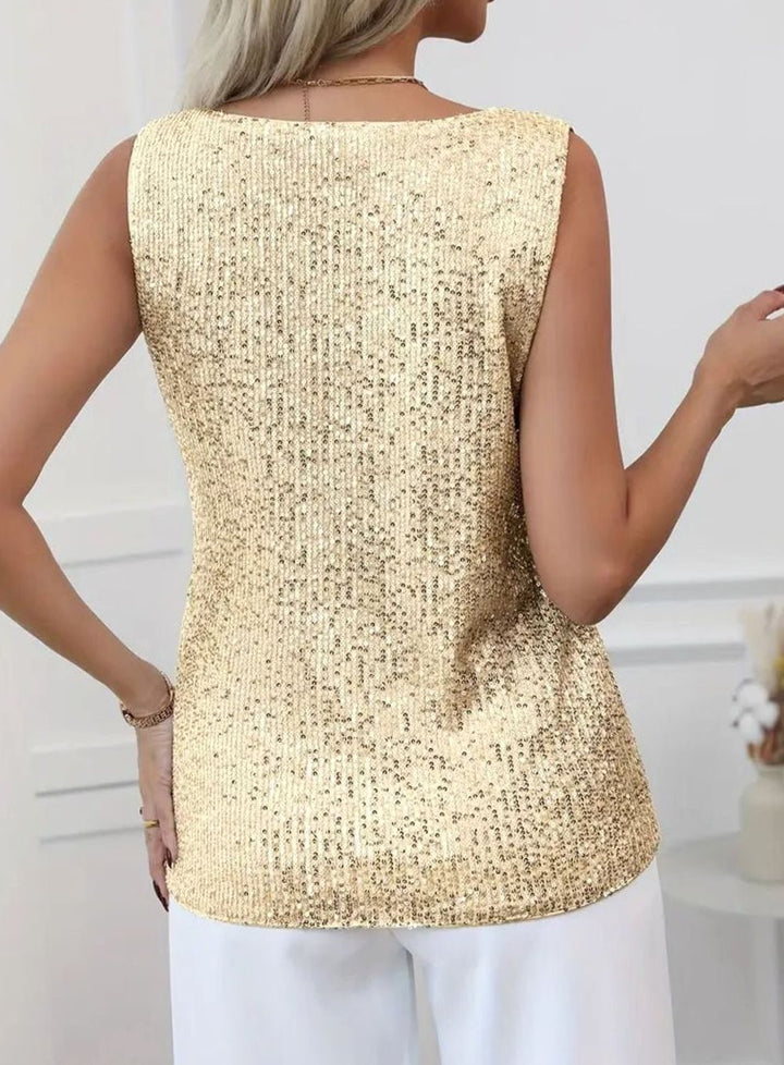 Women's Sequin V-Neck Sleeveless Going Out Top