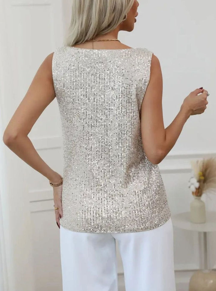 Women's Sequin V-Neck Sleeveless Going Out Top