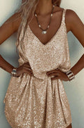 Penelope | Women's Sequin V-Neck Spaghetti Strap Mini Dress