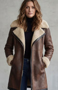 Mia | Women's Shearling-Lined Elegant Leather Coat