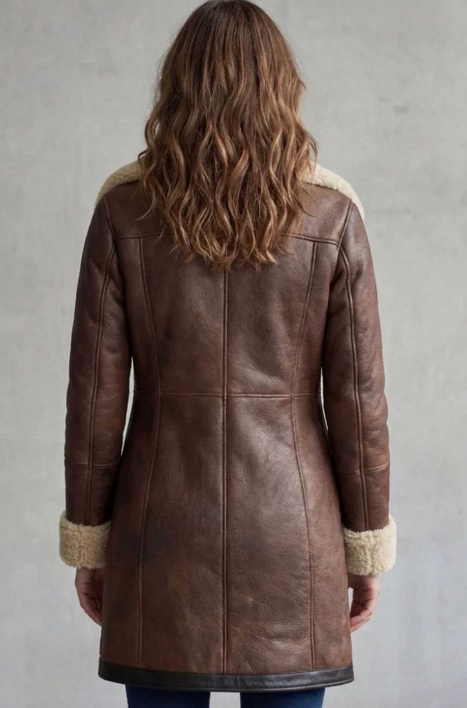 Women's Shearling-Lined Elegant Leather Coat