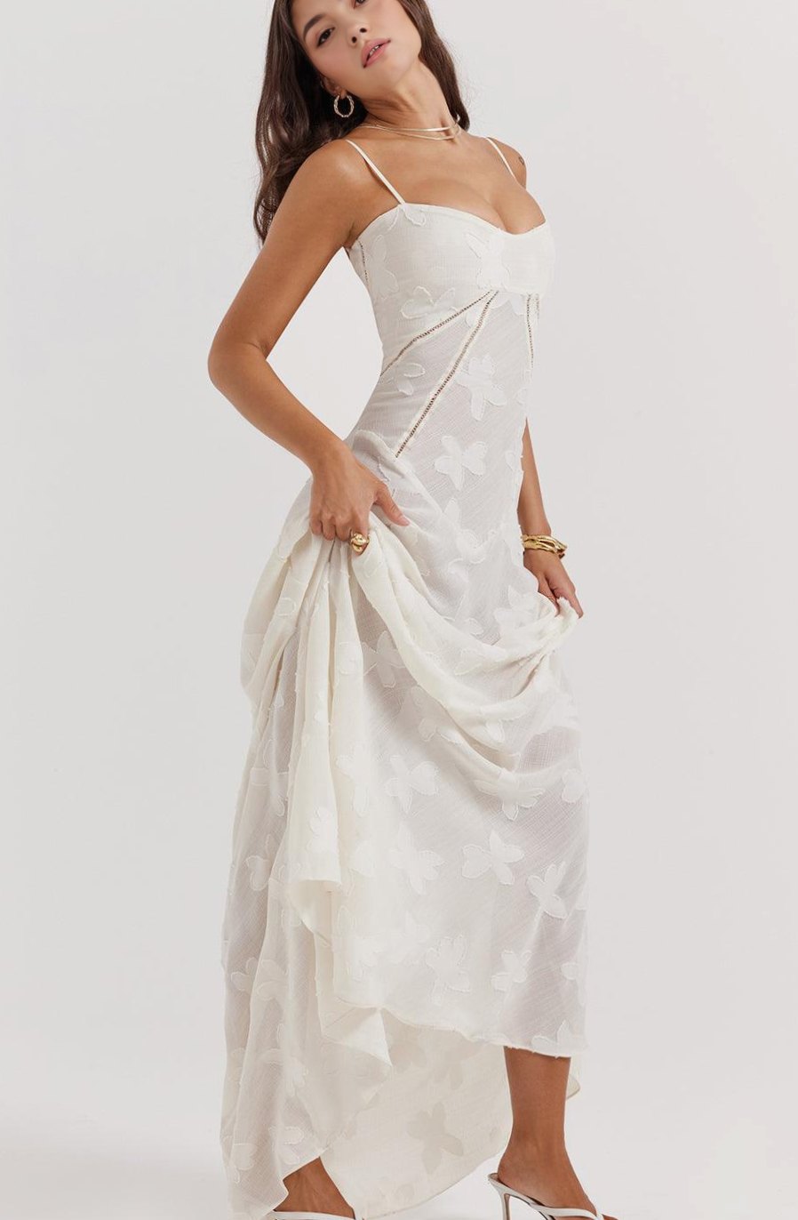 Women's Sheer Velvet Floral Corset-Bodice Seren Maxi Dress