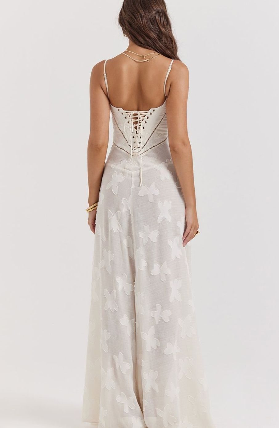 Women's Sheer Velvet Floral Corset-Bodice Seren Maxi Dress
