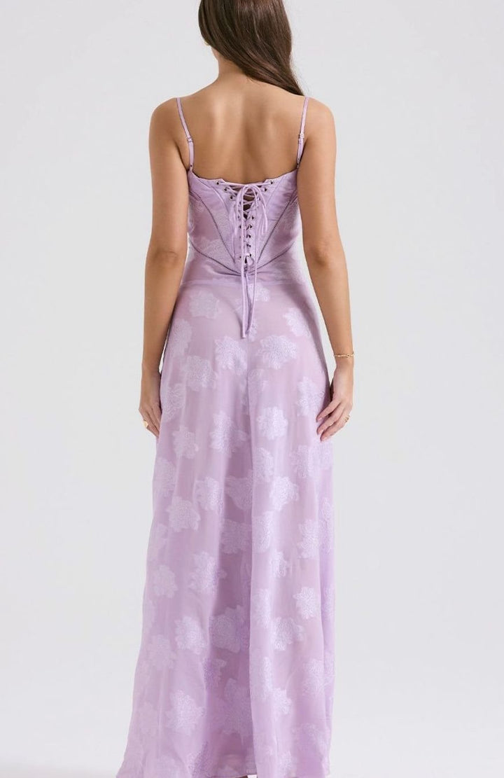 Women's Sheer Velvet Floral Corset-Bodice Seren Maxi Dress