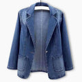 Mia | Women's Single-Button Notch-Lapel Denim Blazer Jacket