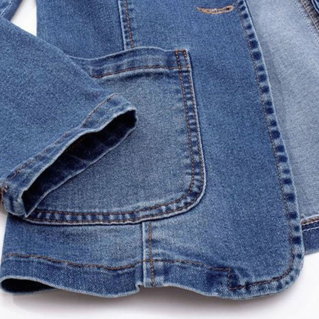 Women's Single-Button Notch-Lapel Denim Blazer Jacket