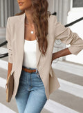 Mia | Women's Single-Button Notch-Lapel Ruched-Sleeve Blazer