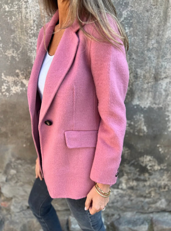 Women's Single-Button Notch-Lapel Wool-Blend Blazer - Pink