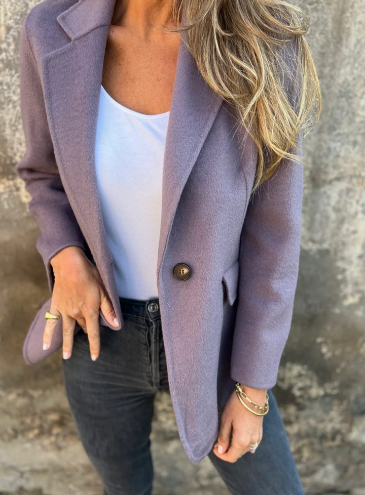 Women's Single-Button Notch-Lapel Wool-Blend Blazer - Violet
