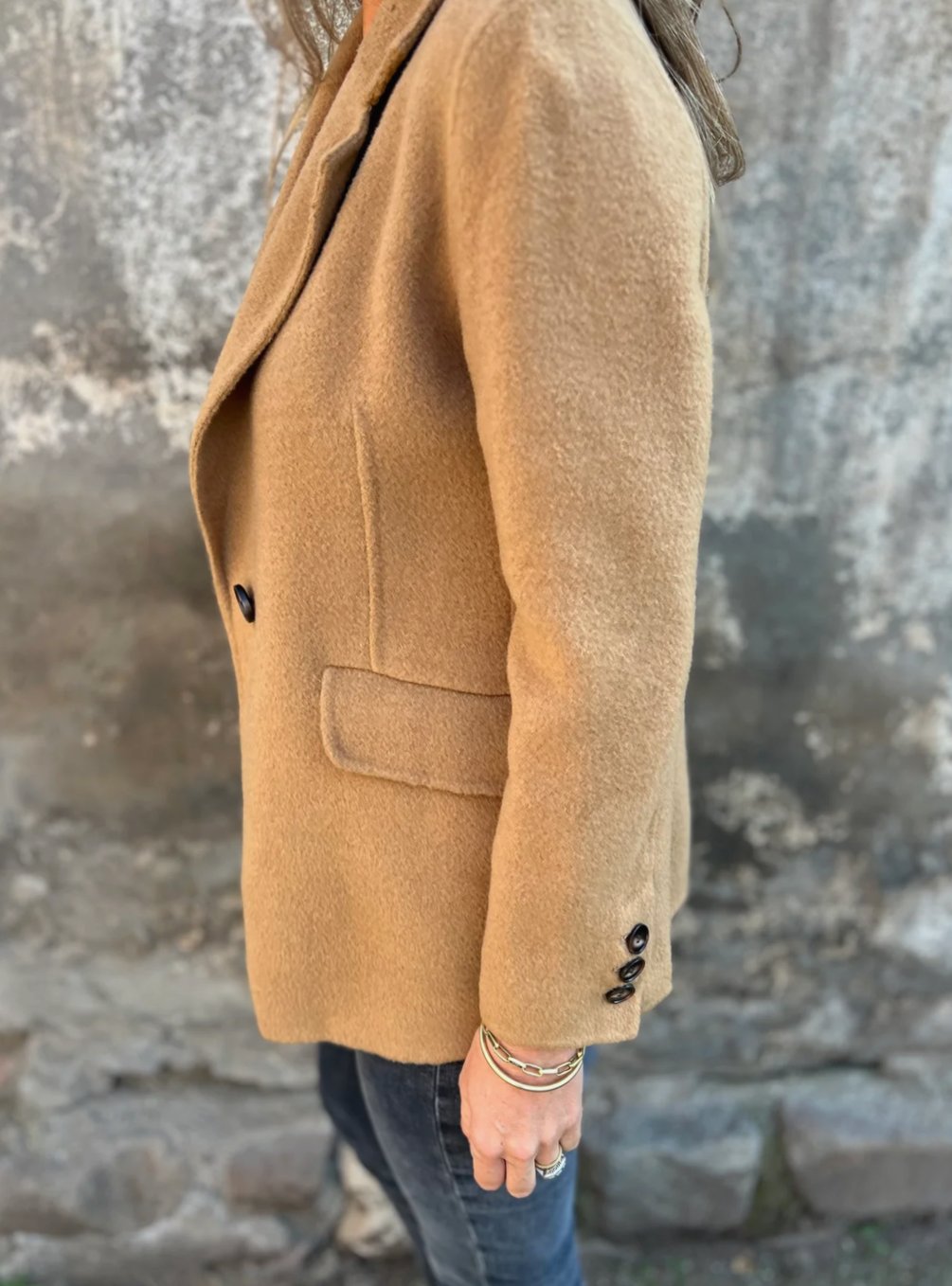 Women's Single-Button Notch-Lapel Wool-Blend Blazer
