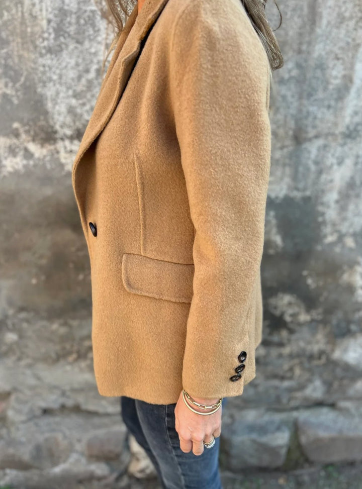 Women's Single-Button Notch-Lapel Wool-Blend Blazer