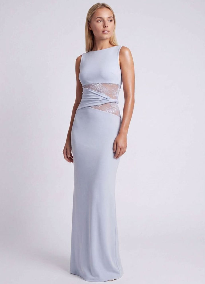 Women's Sleeveless Lace-Panel Fitted Maxi Dress