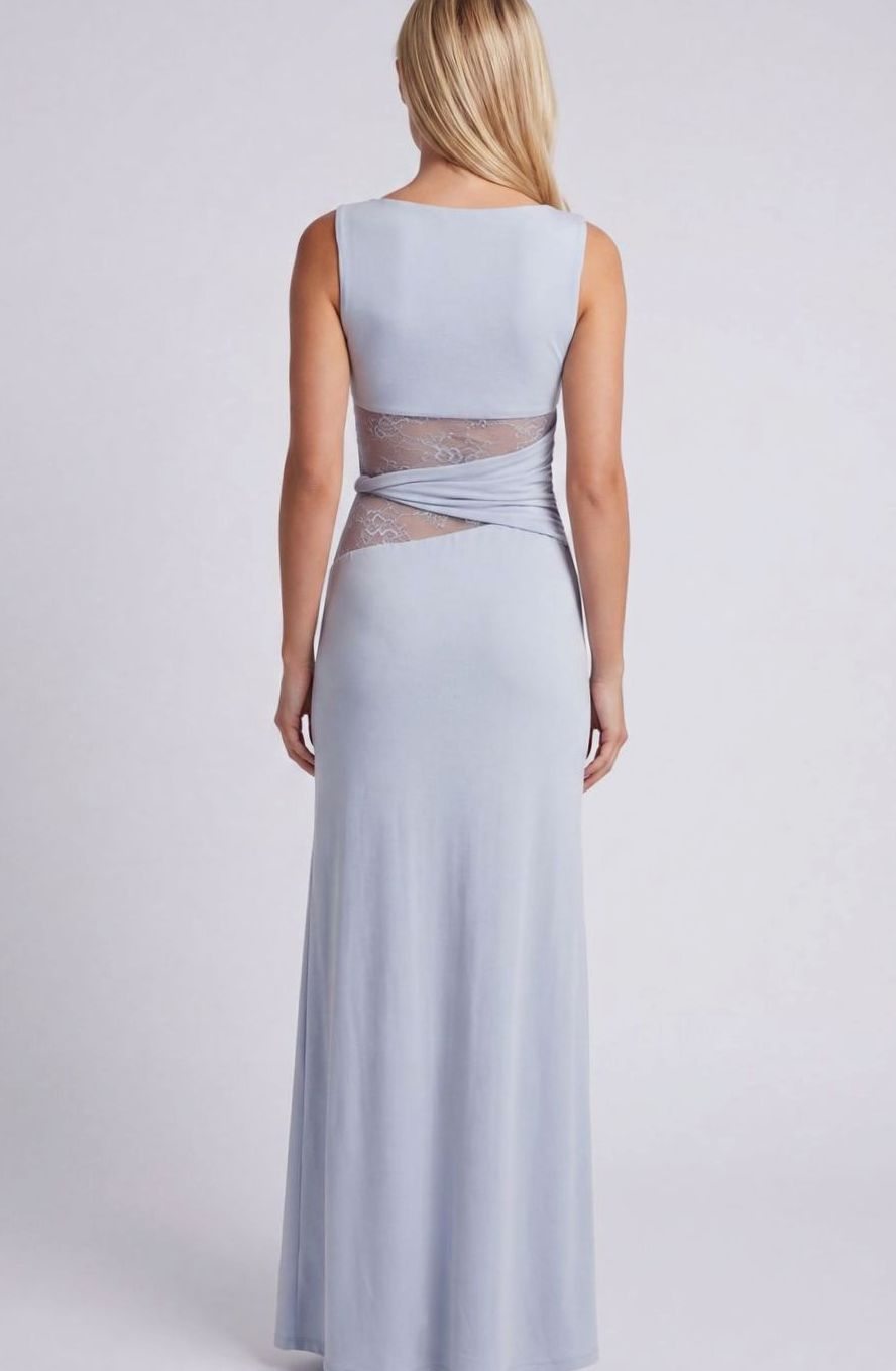 Women's Sleeveless Lace-Panel Fitted Maxi Dress