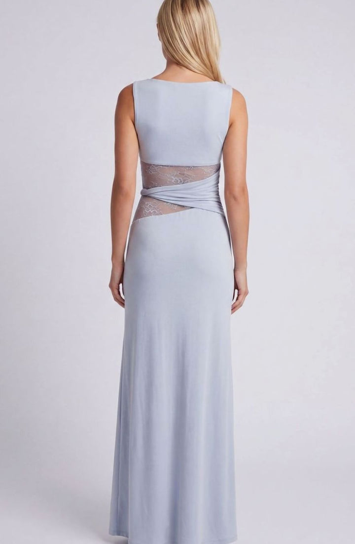 Women's Sleeveless Lace-Panel Fitted Maxi Dress